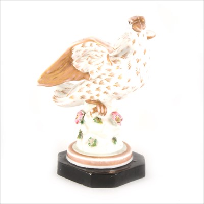 Lot 14 - 19th Century porcelain model of an eagle on rocky base, possibly Derby