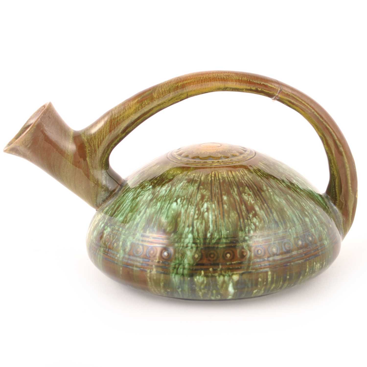 Lot 506 - A pottery ewer designed by Dr Christopher Dresser for Linthorpe Art Pottery