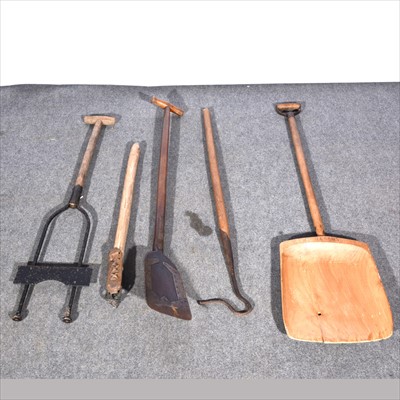 Lot 663 - Wooden grain shovel, shepherds crook, etc.