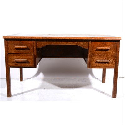 Lot 418 - An oak twin-pedestal desk