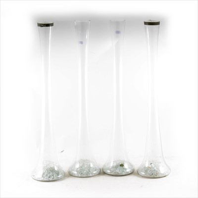 Lot 111 - A collection of fourteen tall glass vases, ideal for use as table centres