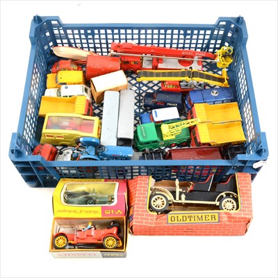Lot 195 - Die-cast models and vehicles by Corgi, Dinky and Matchbox, one tray full.