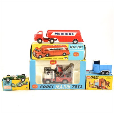 Lot 175 - Four Corgi Major Toys, including no.1142 Holmes Wrecker Recovery Vehicle, n.1110 Mobilgas petrol tanker etc