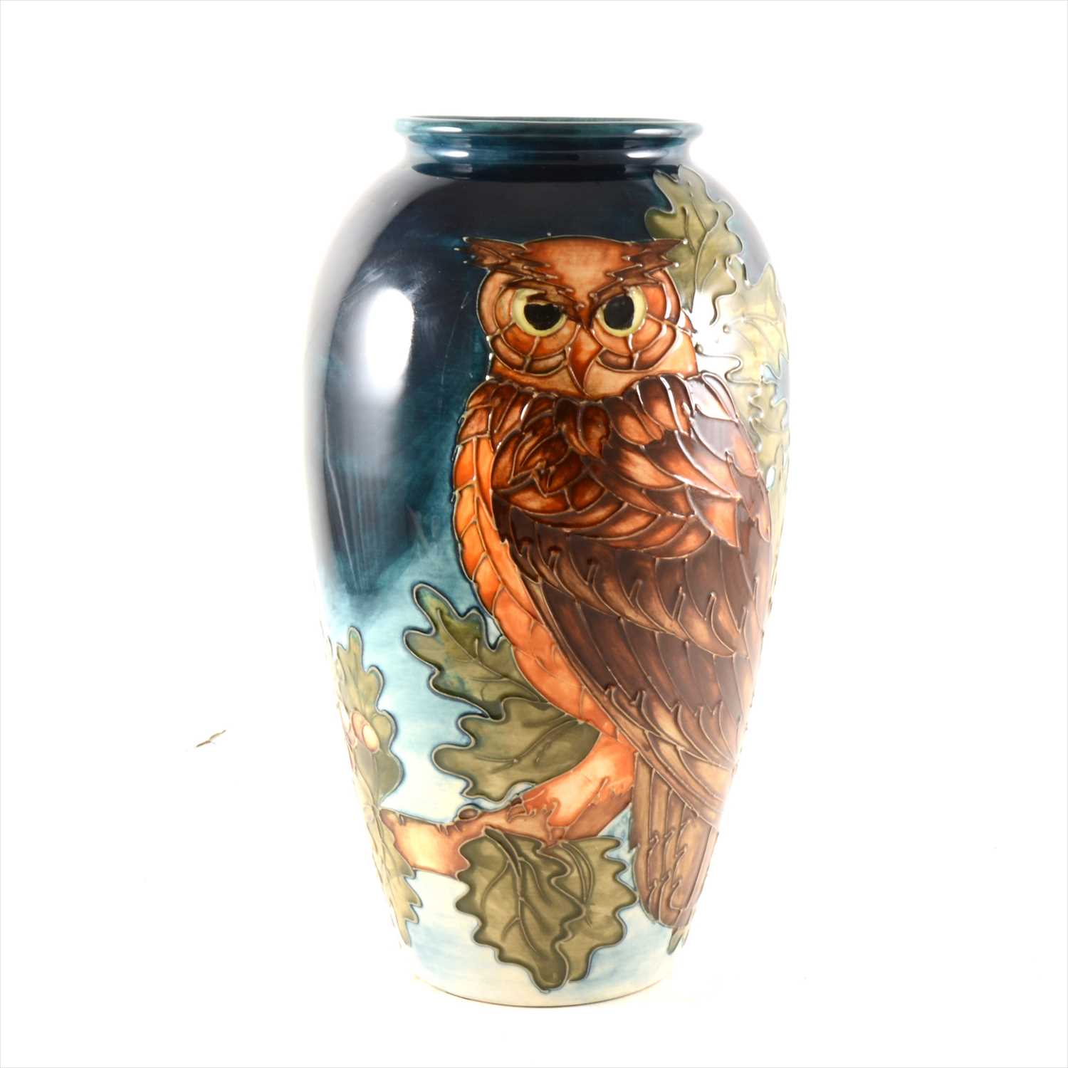 Lot 1 - An 'Eagle Owl' limited edition vase, designed by Sally Tuffin for Moorcroft Pottery