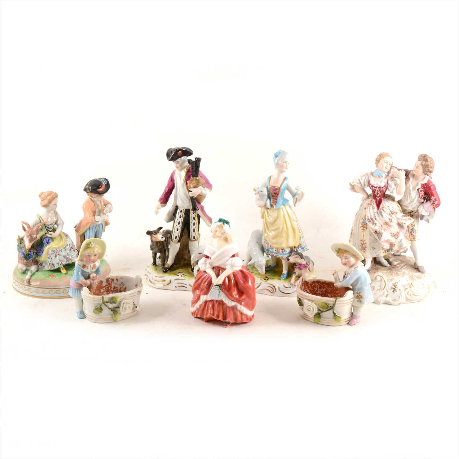 Lot 42 - Seven figurines, including Dresden, Royal Doulton etc.