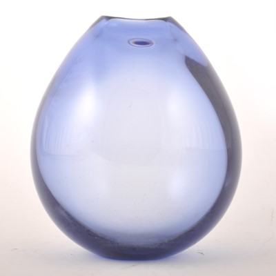Lot 627 - A blue glass 'Drop' vase, designed by Per Lutken for Holmegaard, 1960s.