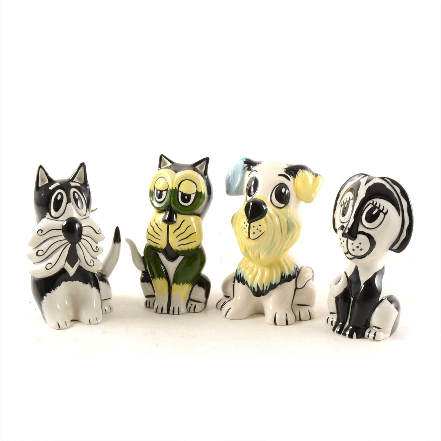 Lot 12 - Four Lorna Bailey pottery novelty cats and dogs