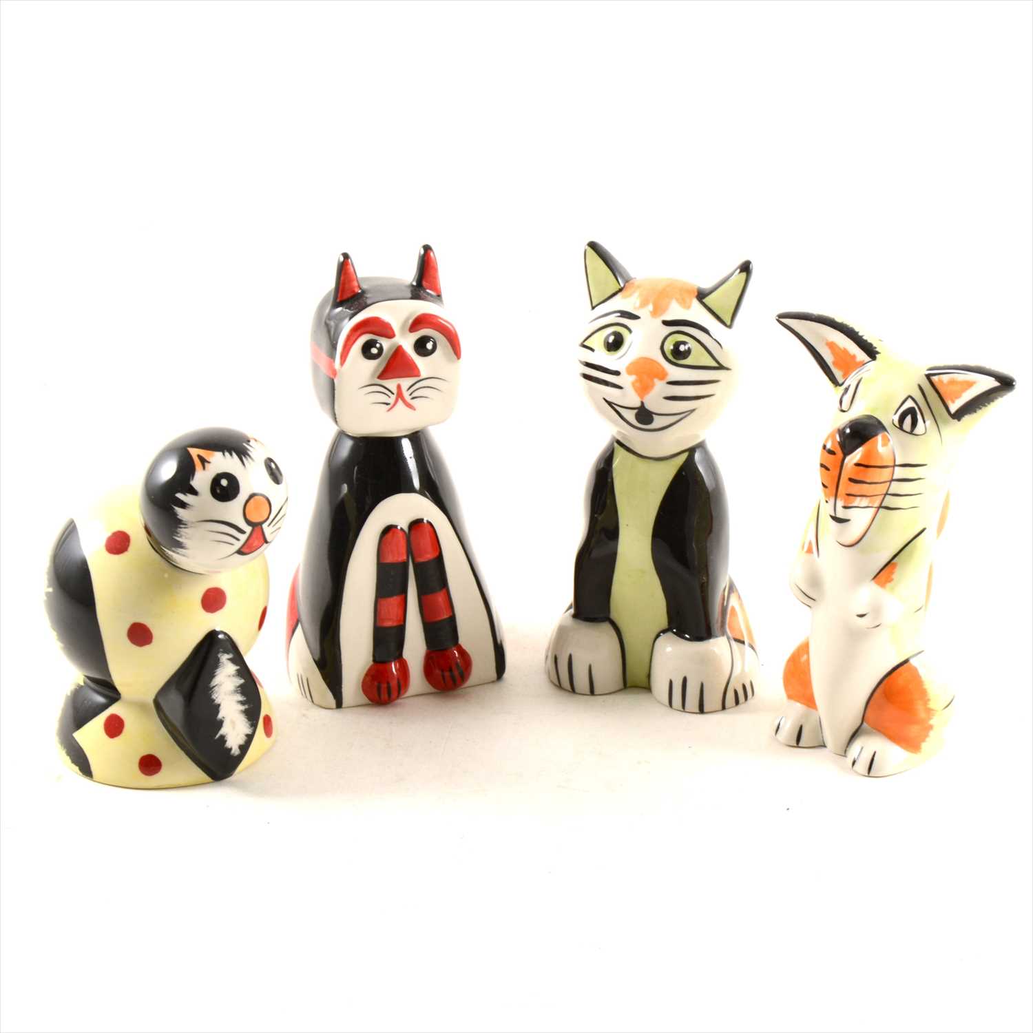 Lot 13 - Four Lorna Bailey pottery novelty cats and dogs