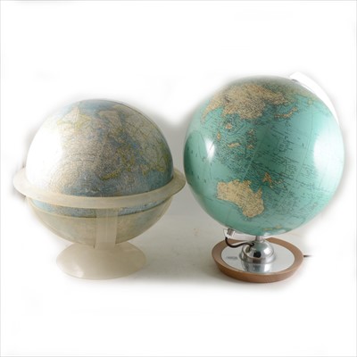 Lot 127 - A JRO-Verlag  illuminated globe, and another table globe by National Geographical Society.