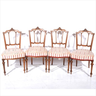 Lot 343 - Set of four Victorian walnut salon chairs