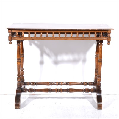 Lot 390 - A stained beechwood and walnut stretcher table