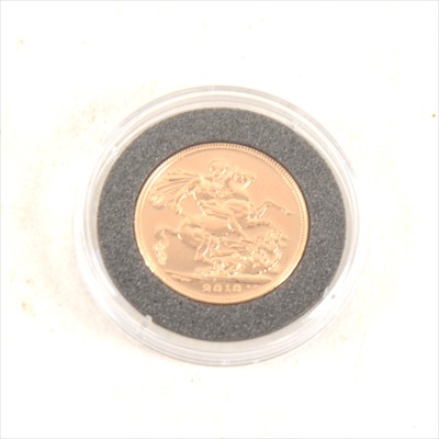 Lot 213 - UK gold Sovereign coin, 2010.