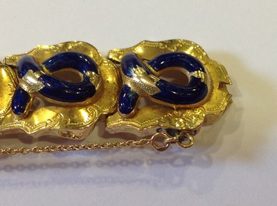 Lot 93 - A mid 19th Century yellow metal and enamel bracelet.