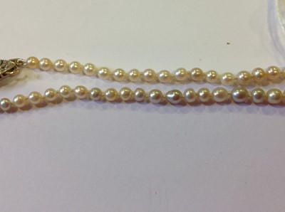 Lot 128 - An untested mix colour pearl necklace with diamond clasp.