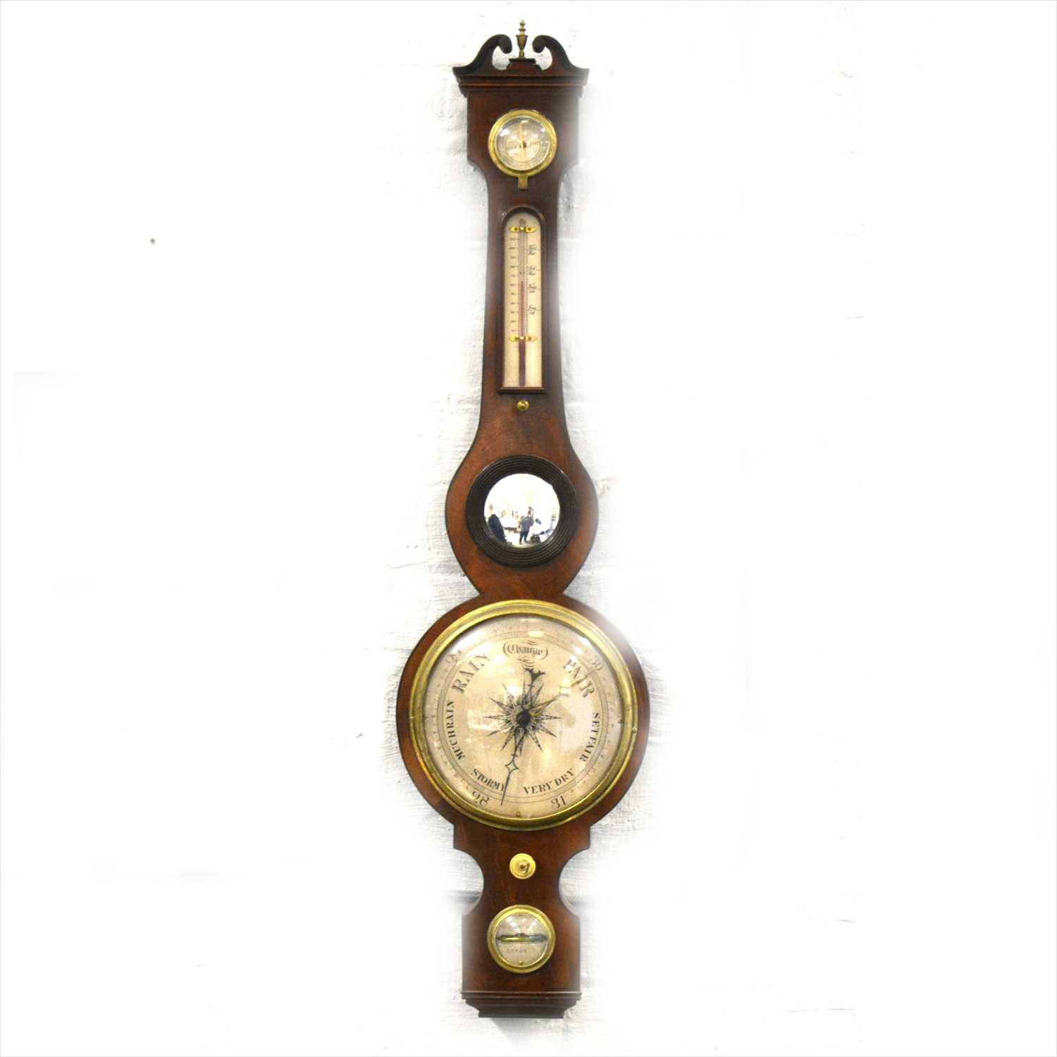 Lot 146 - A Mahogany banjo barometer, signed P. MANTOVA LUTON