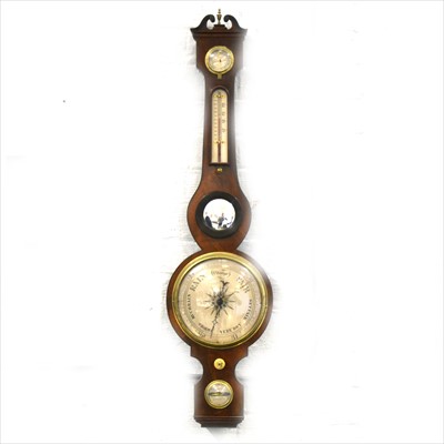 Lot 146 - A Mahogany banjo barometer, signed P. MANTOVA LUTON