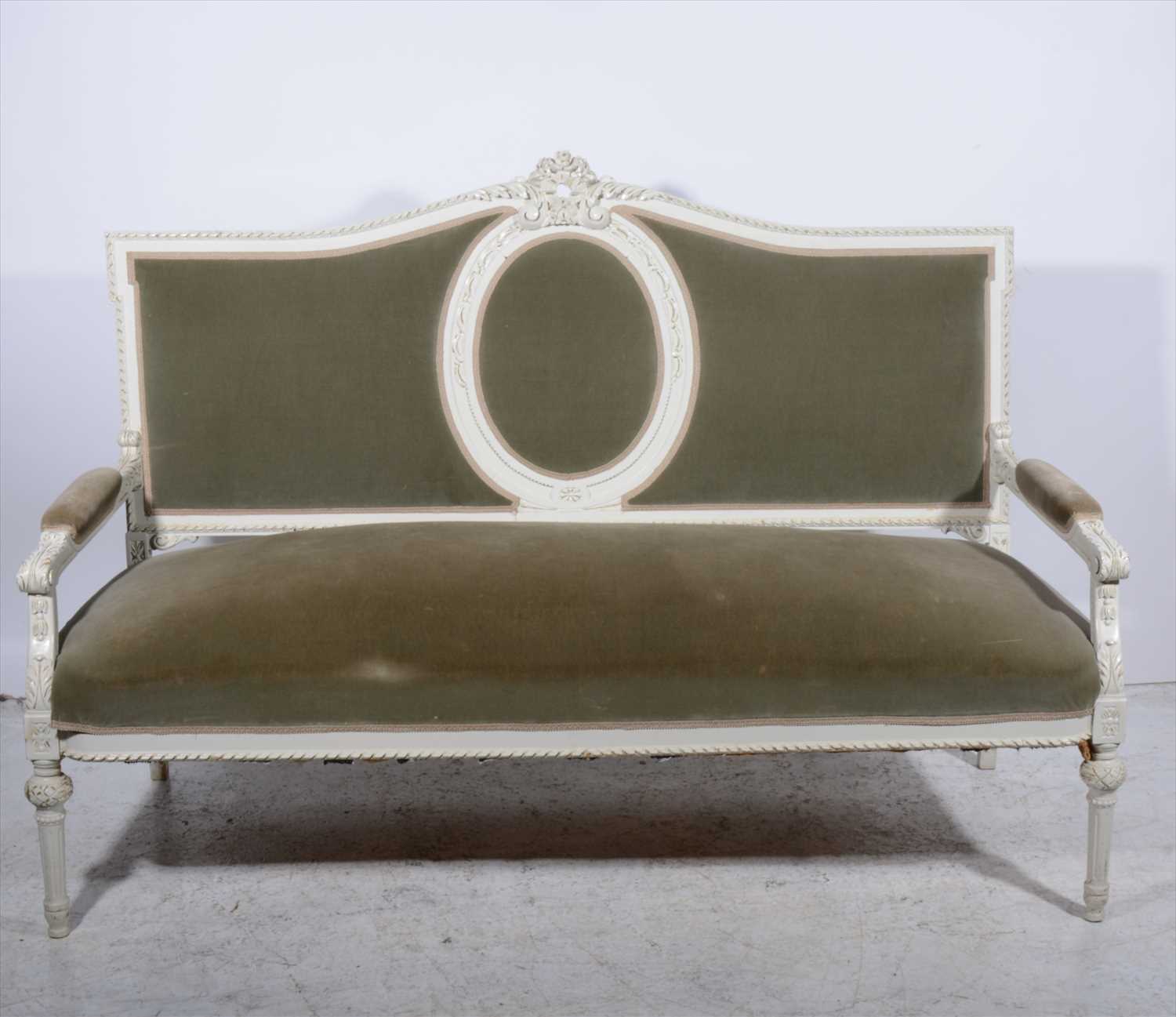 Lot 399 - A French style white painted sofa