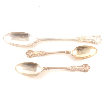 Lot 269 - A Victorian silver basting spoon and a pair of similar spoons.