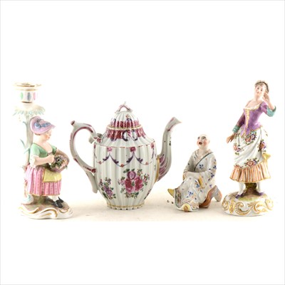 Lot 12 - A French porcelain teapot, probably Samson, Paris; and other Continental ceramics