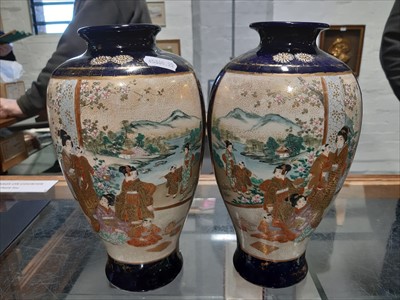 Lot 16 - A Satsuma vase, of hexagonal section, decorated with immortals, and other Satsuma ware