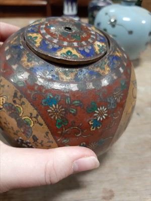 Lot 102 - A Japanese cloisonné vase, and other cloisonné wares