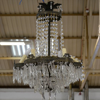 Lot 420 - A metal framed multi-light chandelier