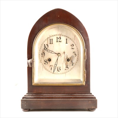 Lot 222 - Mahogany lancet shaped mantel clock