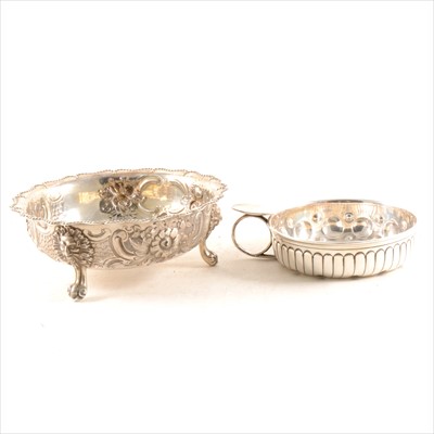 Lot 267 - A French silver wine taster and a Victorian silver bowl.