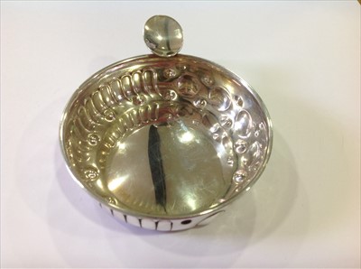 Lot 267 - A French silver wine taster and a Victorian silver bowl.