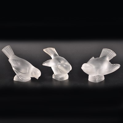 Lot 625 - Three Lalique Crystal bird paperweight models