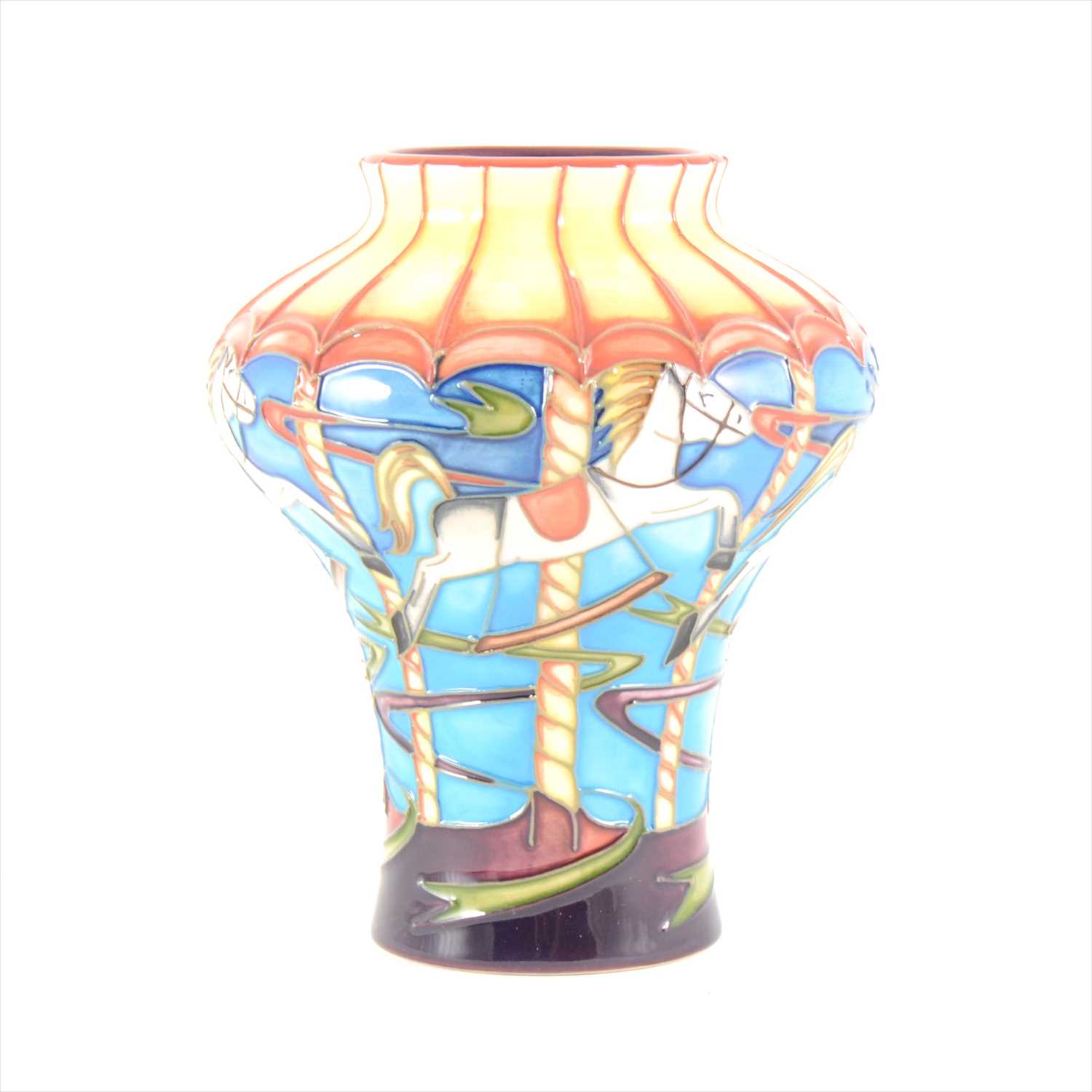 Lot 43 - A 'Merry-go-Round' limited edition Moorcroft Pottery vase, designed by Emma Bossons