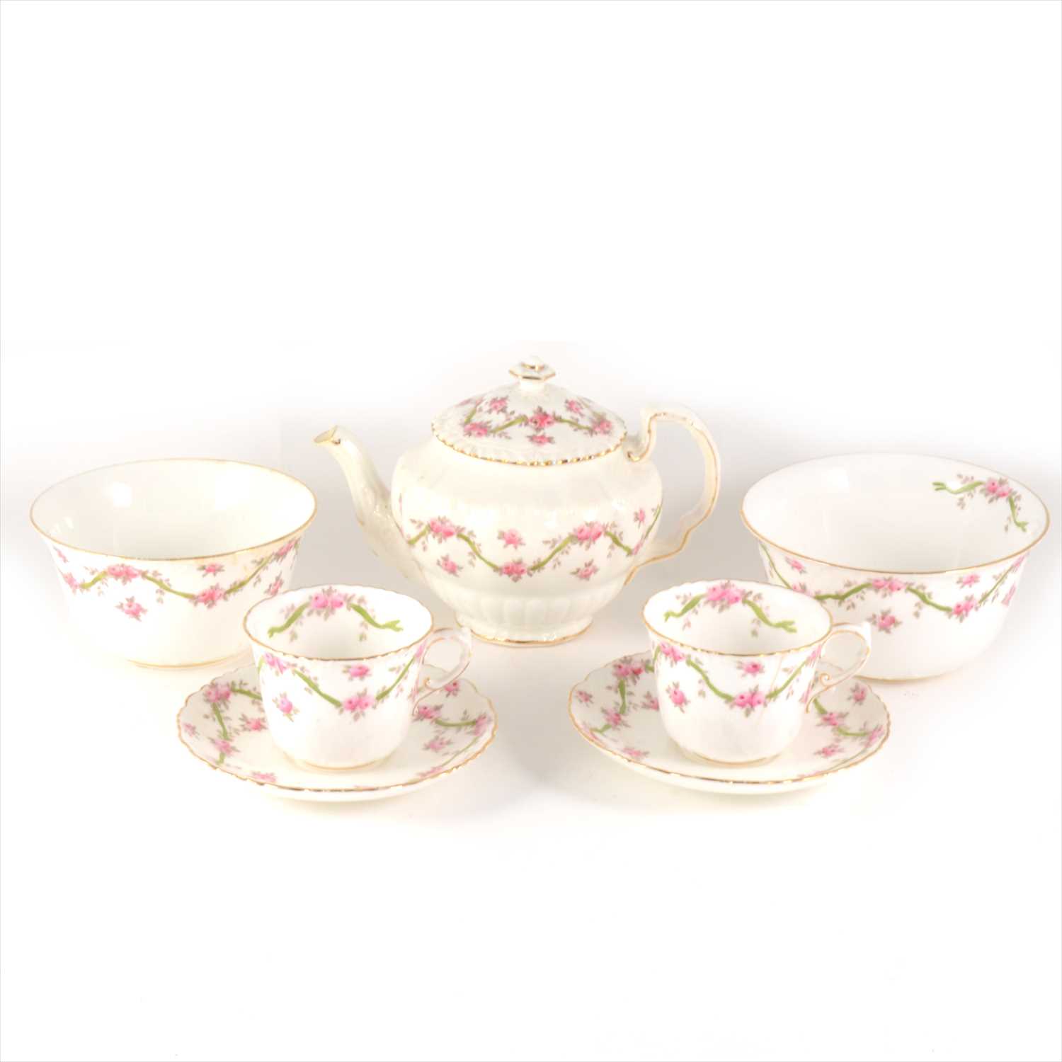 Lot 35 - Crown Staffordshire twelve place tea service and a Royal Crown Derby plate.