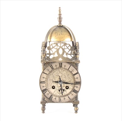 Lot 94 - A French brass lantern clock