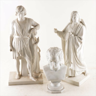 Lot 72 - A collection of Parian ware including two Copenhagen figures.