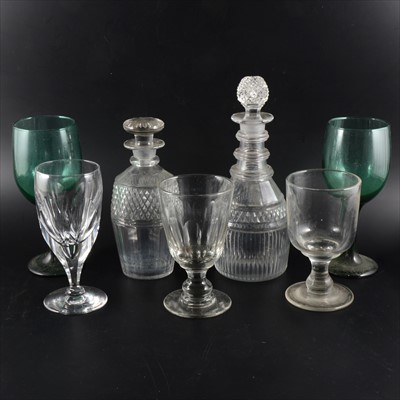 Lot 73 - Two boxes of assorted glassware, including Victorian rummers