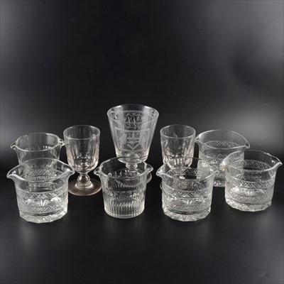 Lot 67 - A large Regency rummer, engraved with Masonic emblems, and other glassware