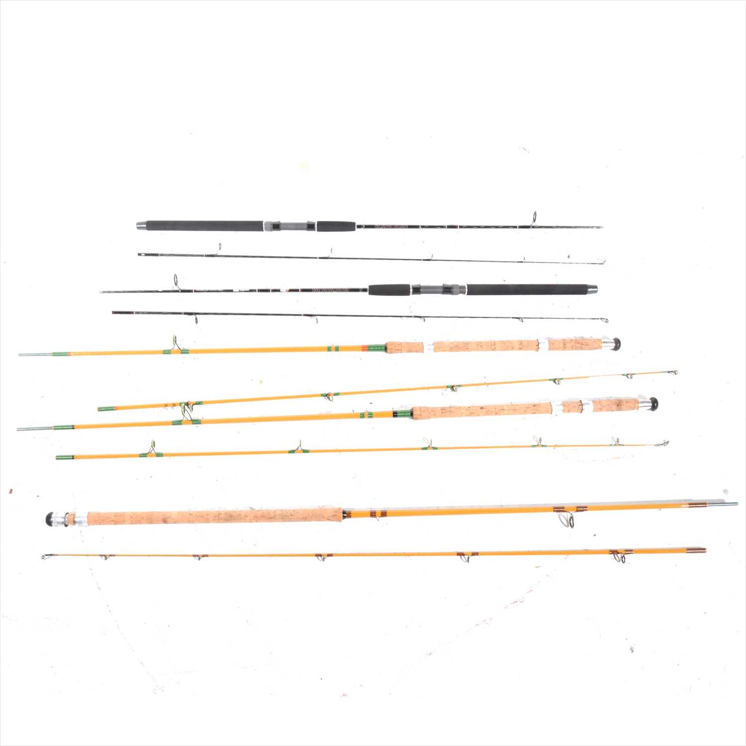 Lot 108 Five freshwater spinning rods, including two