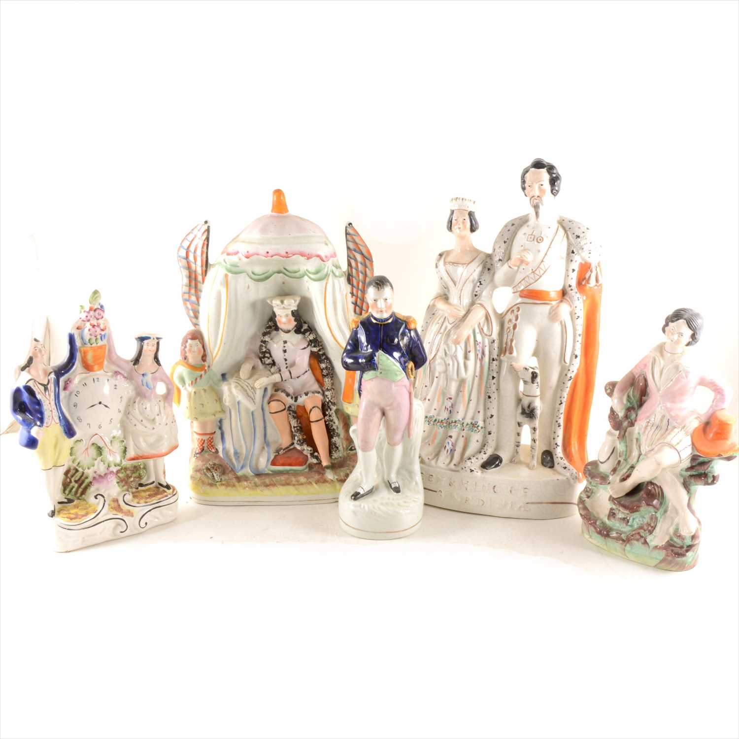 Lot 41 - Staffordshire, group, Queen and King of...
