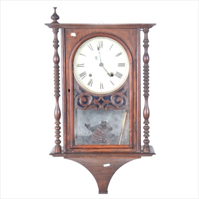 Lot 172 - A walnut cased wall clock, spring driven movement