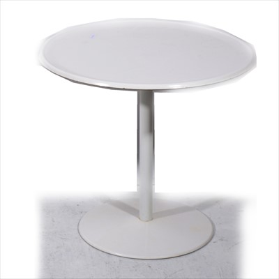 Lot 402 - A white enamelled pedestal occasional table, designed by Alan Turville for Bagasse