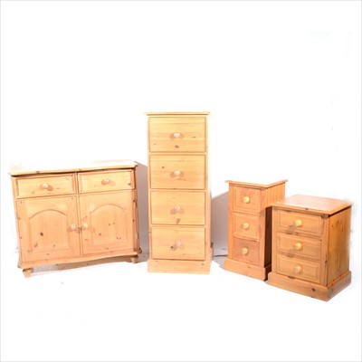 Lot 299 - Four modern pine chests of drawers and dresser base