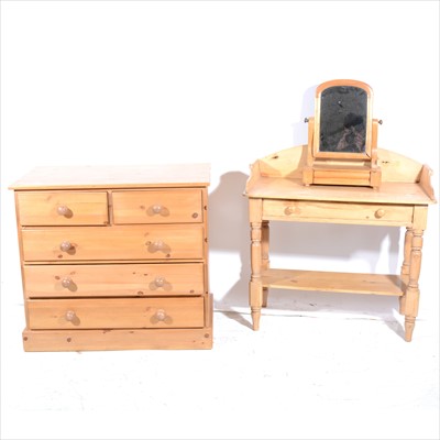 Lot 301 - A pine washstand, chest of drawers, and a toilet mirror