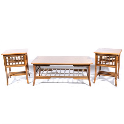 Lot 271 - A simulated bamboo coffee table and pair of matching side tables