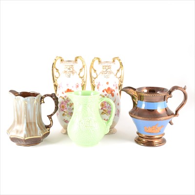 Lot 22 - Selection of ceramics including a pottery clock, Carlton Ware lobster bowl, etc