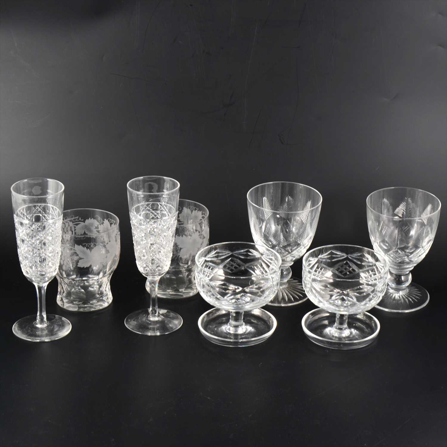 Lot 46 - A collection of cut crystal table glass.
