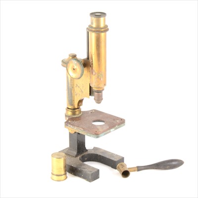 Lot 120 - A lacquered brass student's microscope, signed C Reichert