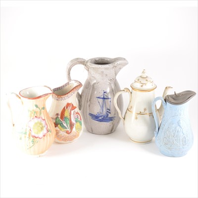 Lot 81 - Three boxes of assorted ceramics including Leach Pottery studio covered flagon, etc