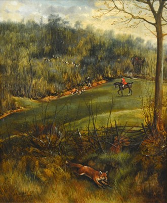 Lot 319 - J A Wheeler, Hunting scene, with a fox...