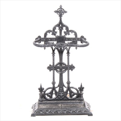 Lot 421 - Coalbrookdale type stick stand, knotted rope frame, 84cm.