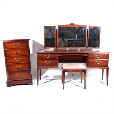 Lot 469 - A stained wood six-piece bedroom suite, labelled William Lawrence